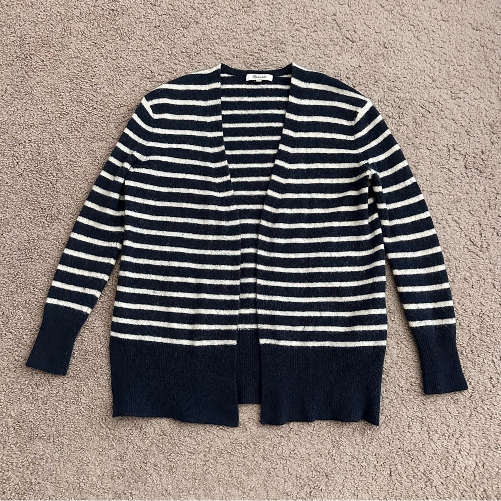 Madewell Merino Wool Blend Open Front Nautical Stripe Cardigan Womens XXS